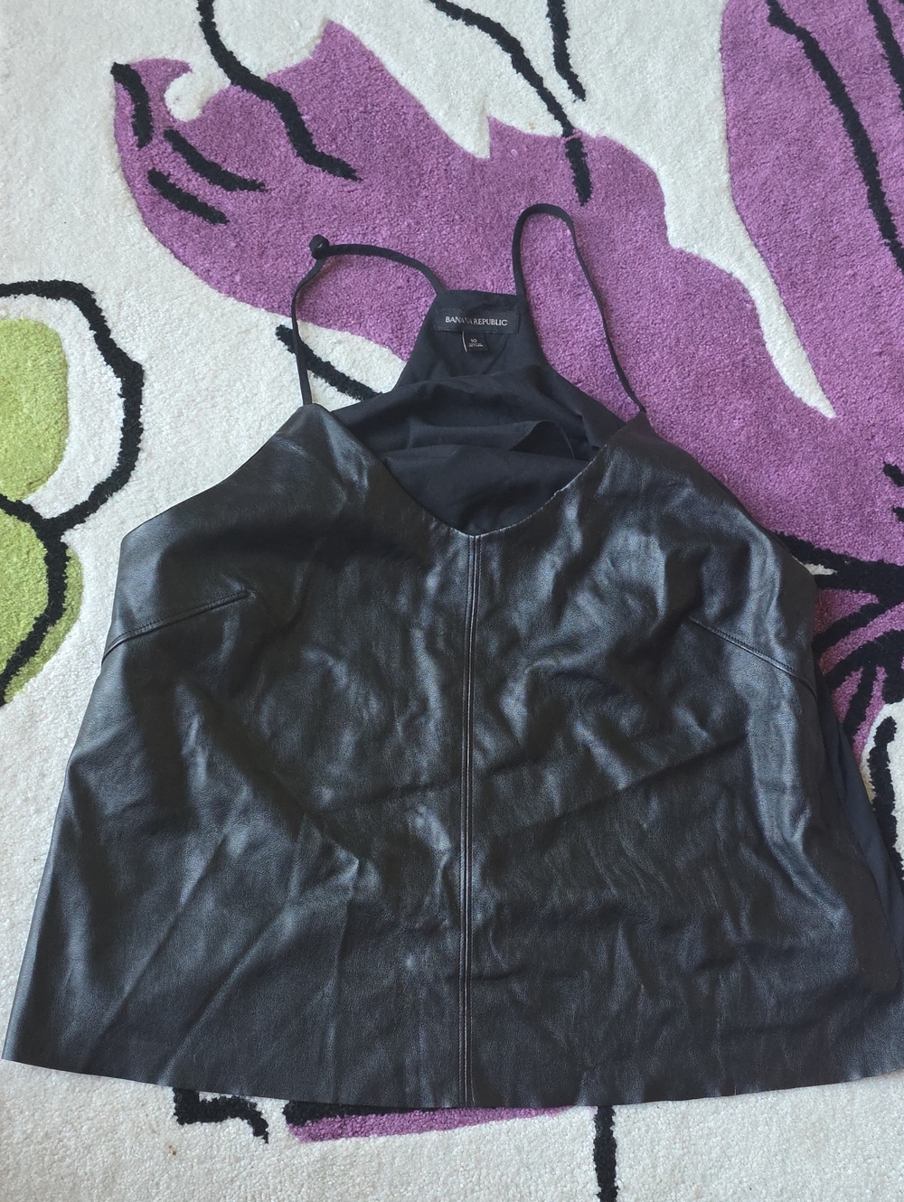 Banana Republic Black Faux Leather Sleeveless Top